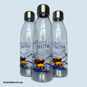 Прозора пляшка для води з друком по колу для освітньої платформи 