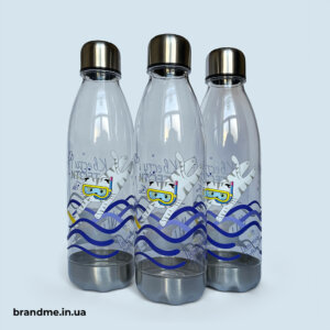 Прозора пляшка для води з друком по колу для освітньої платформи 