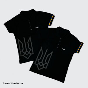 Брендування футболок поло методом DTF та шовкографією в кілька нанесень Друк чорним по чорному для Eleks