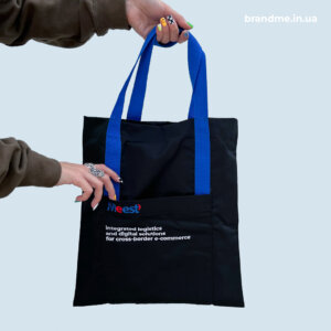 Брендування вишивкою сумки індивідуального пошиву для компанії Meest Брендування вишивкою сумки індивідуального пошиву для компанії Meest
