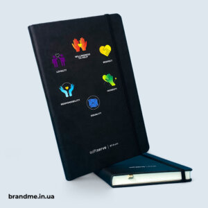 Об`ємний друк кольорових зображень на блокнотах для “SoftServe” Повноколірний друк на блокнотах з еко-шкіри