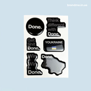 Об'ємні стікерпаки для корпоративних подарунків компанії Done Виготовлення 3d стікерпаків