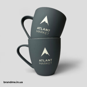 Гравіювання на soft-touch горнятах для Atlant market Гравіювання на горнятах