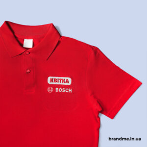 Червоне поло з логотипом вишивкою