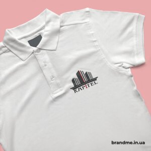 Футболки-поло з логотипом для компанії «Капітель» Поло з друком та вишивкою на грудях