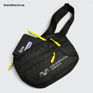 Комплекс зручного мерчу для Membrana Media Бананка індивідуального пошиву з блокнотом А5