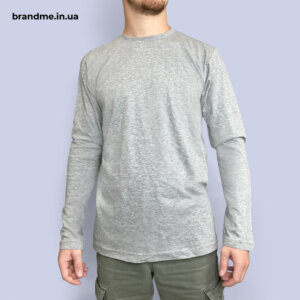 Лонгслів в кольорі сірий меланж Універсальна футболка на довгий рукав з друком