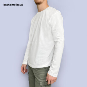 Лонгслів під брендування в білому кольорі Білі чоловічі та жіночі лонгсліви з друком