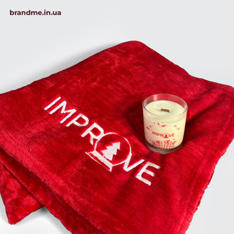 Плед і свічка з нанесенням для компанії Improve. Фото 10 | BRANDME Комплект пледу та свічки з брендуванням для компанії Improve, стильний подарунковий набір