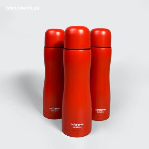 Зручні та стильні червоні термоси для SoftServe Лазерне гравіювання на червоних термосах