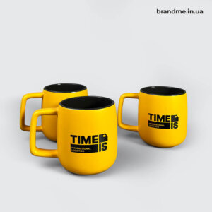 Нанесення лого на жовті горнята Жовті керамічні горнята з якісним нанесенням логотипу