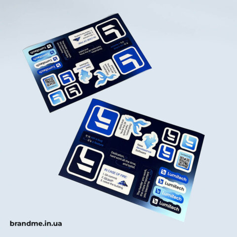 Стікерпак в корпоративному стилі Lumitech. Фото 11 | BRANDME Набір стікерів з фірмовим дизайном Lumitech