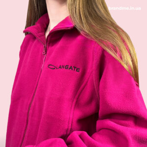 Фуксійна флісова кофта з вишитим логотипом LANGATE на грудях Флісова кофта з вишивкою логотипу – теплий корпоративний одяг з брендуванням