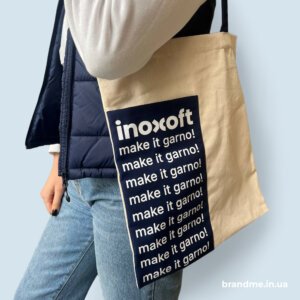 Шопер з логотипом Inoxoft — екосумка з принтом Бавовняна брендована сумка з логотипом Inoxoft