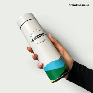 Термопляшка “Сколе” — з датчиком температури у кришці Термос із логотипом “Сколе” в яскравому дизайні