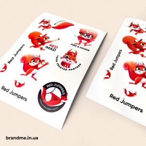 Брендований стікерпак Red Jumpers із фірмовими персонажами та логотипом