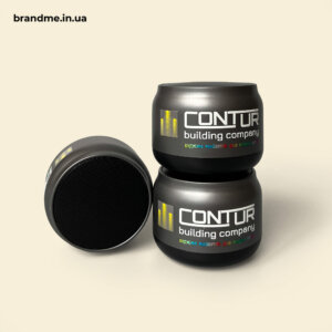 Бездротові колонки з логотипом на замовлення Стильні бездротові колонки з логотипом Contur Building Company, друк на корпусі