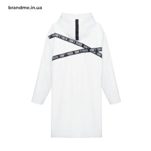 Стильний білий дощовик з капюшоном