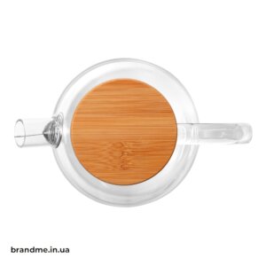 Скляний чайник об’ємом 1 літр із бамбуковою кришкою та фільтром, виготовлений із термостійкого скла